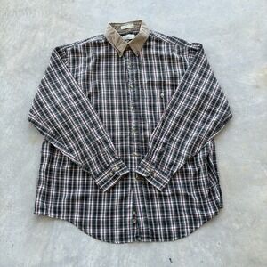 RARE Vintage Arrow Chevella Shirt Mens XL Green Red Plaid Button Contrast Collar